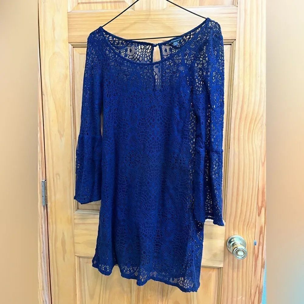 American Eagle navy open knit dress size small